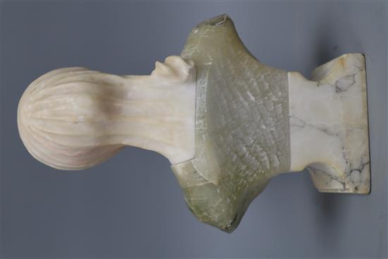 An alabaster bust of a lady, height 33cm